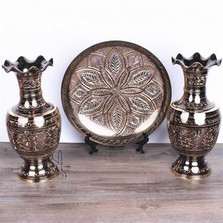 Pakistani copper hand-carved colorful dot mir vase retro metal copper vase chinese style home decoration
