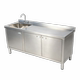 Stainless Steel Sink Integrated Cabinet Commercial Kitchen Workbench with Sink Household Thickened Vegetable Washing Basin Dishwashing Sink Stove
