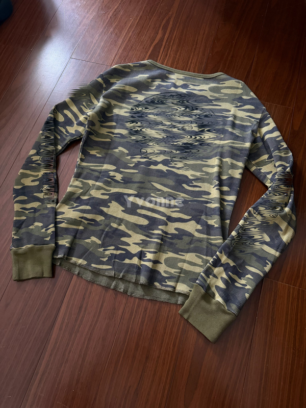 Vintage Retro Camouflage Waffle Fabric Slim Fit Unisex Lightweight and Breathable