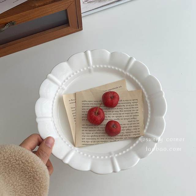 French retro high-foot ceramic tray ornaments perfume cosmetic jewelry display storage tray desktop storage tray