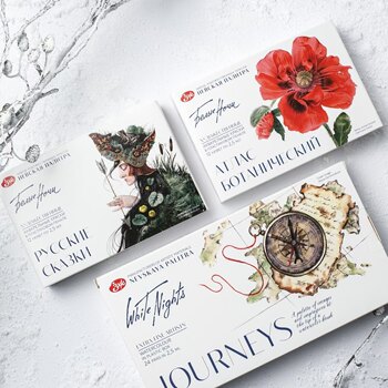 White Night Watercolor Paint Artist Solid Set Traveler's Plant Illustrated Book Russian Fairy Watercolor Set