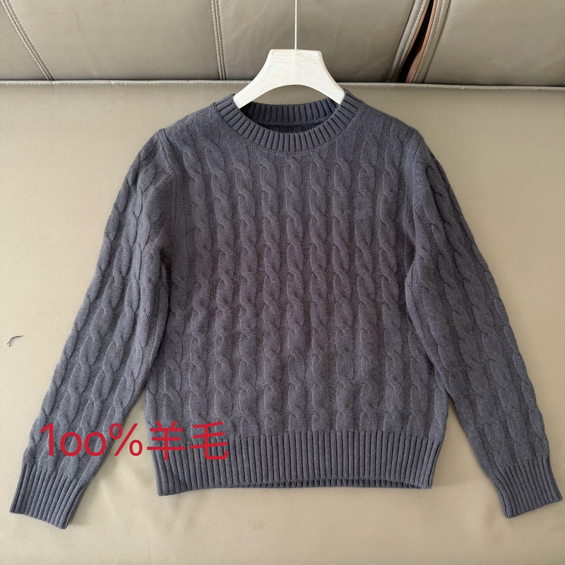 A333 Round Neck Wool Embroidered Pony Logo Slightly Thick Cable Knit Casual Top A333 Round Neck Wool Embroidered Pony Logo Slightly Thick Cable Knit Casual Top