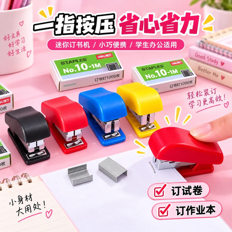 Mini Stapler Stationery Easy to Carry Small Stapler Creative Stapler Student Staples Office Stationery