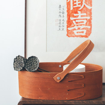 Banzhai japanese-style wooden cosmetic storage box coffee table fruit storage basket miscellaneous snacks and picnic basket bread