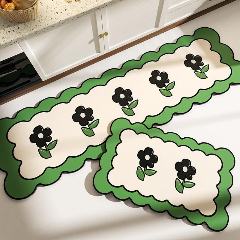 Special absorbent floor mat for kitchen, oil-absorbing, non-slip, full-cover carpet, Dins wind, stain-resistant, entrance door, moisture-proof mat