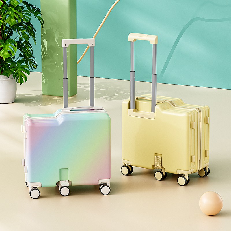 mawafa children's luggage, rainbow gradient color, ride-on/sit-on, 6-wheel travel suitcase, carry-on trolley case for women.