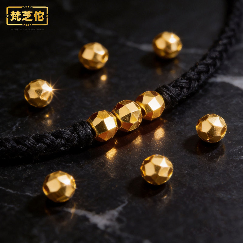 【Fanzhituo】Pure 999 Gold Beads Gold Bracelet Ancient Style Beads Loose Beads String Beads 3D Hard Gold Bracelet