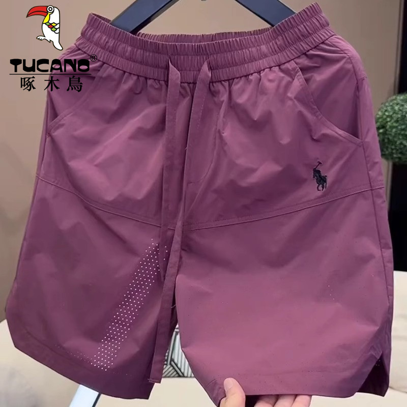 Быстросохнущие спортивные шорты с перфорацией Woodpecker, мужские летние шорты 2025 года, новые мужские повседневные брюки с пятью точками, свободные пляжные брюки