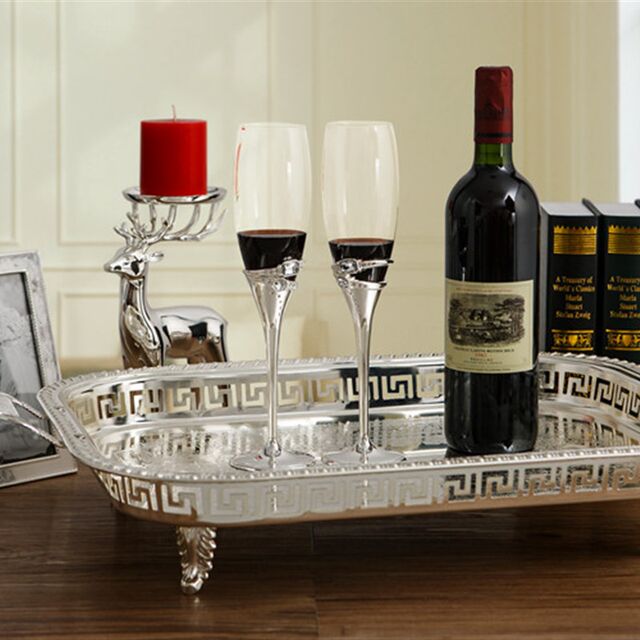 European-style home accessories, kitchen dining utensils, living room matching decorations, hotel metal large rectangular plates