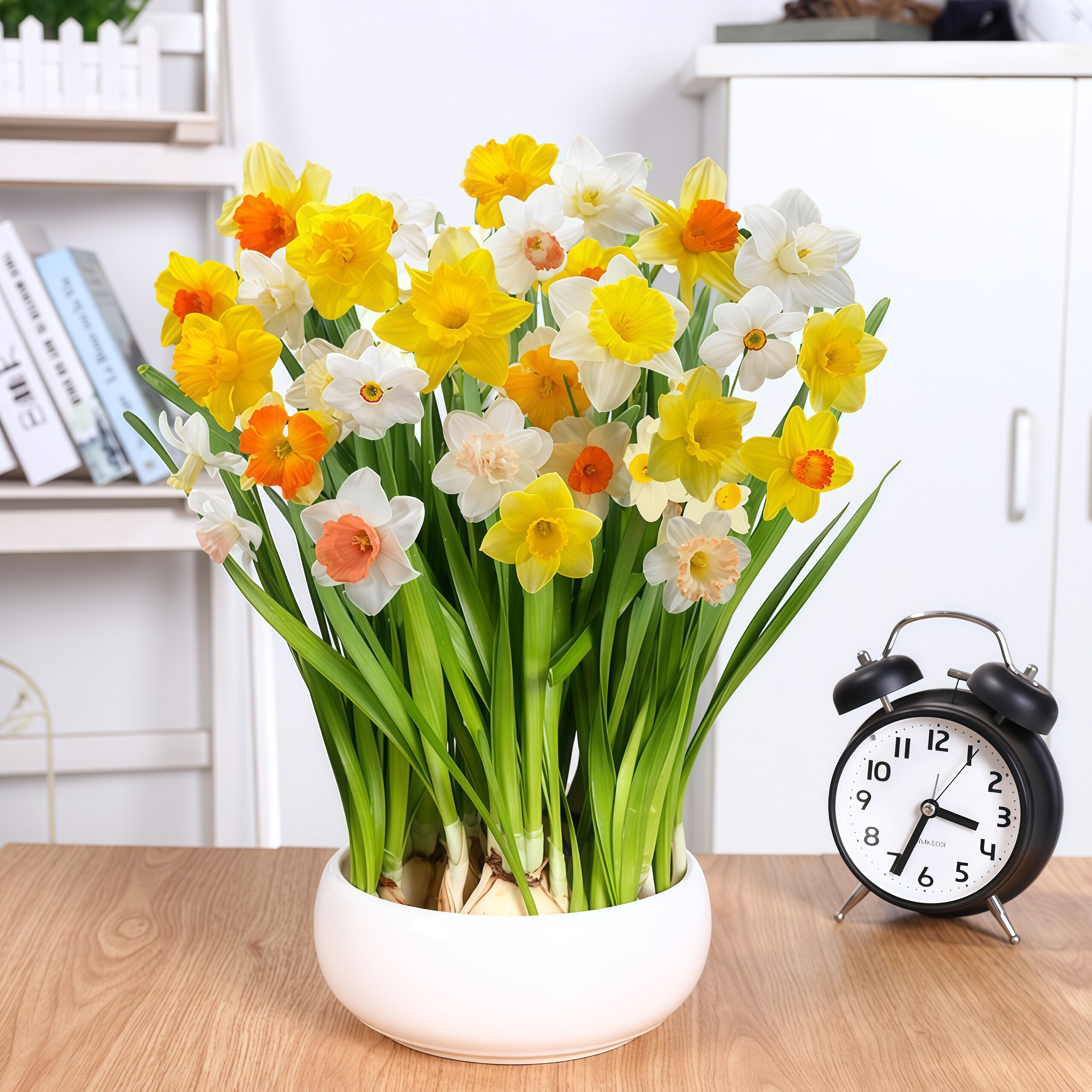 Imported daffodils bulbs, hydroponic flowers, indoor desktop, balcony, New Year's flowers, easy to grow and survive, double-petaled green plants