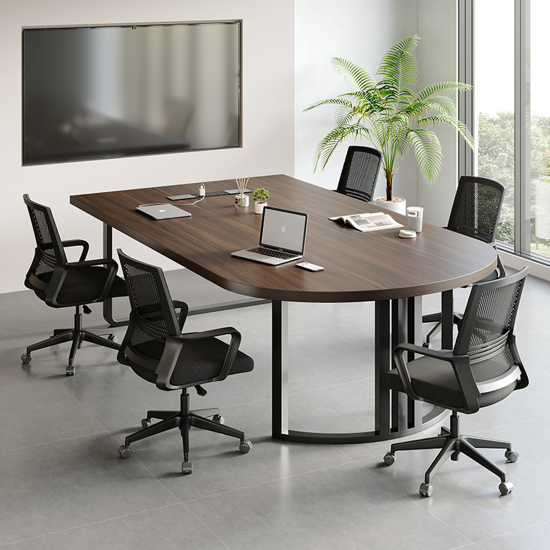 Oval Conference Table, Modern Simple Negotiation Table and Chair Combination, New Wrought Iron Semi-Circular Long Table, Small Training Table Oval Conference Table, Modern Simple Negotiation Table and Chair Combination, New Wrought Iron Semi-Circular Long Table, Small Training Table