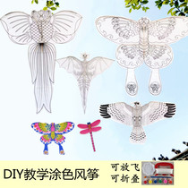 Multi-pattern 2024 new childrens goldfish butterfly semi-finished product coloring DIY teaching kite parent-child homework tradition