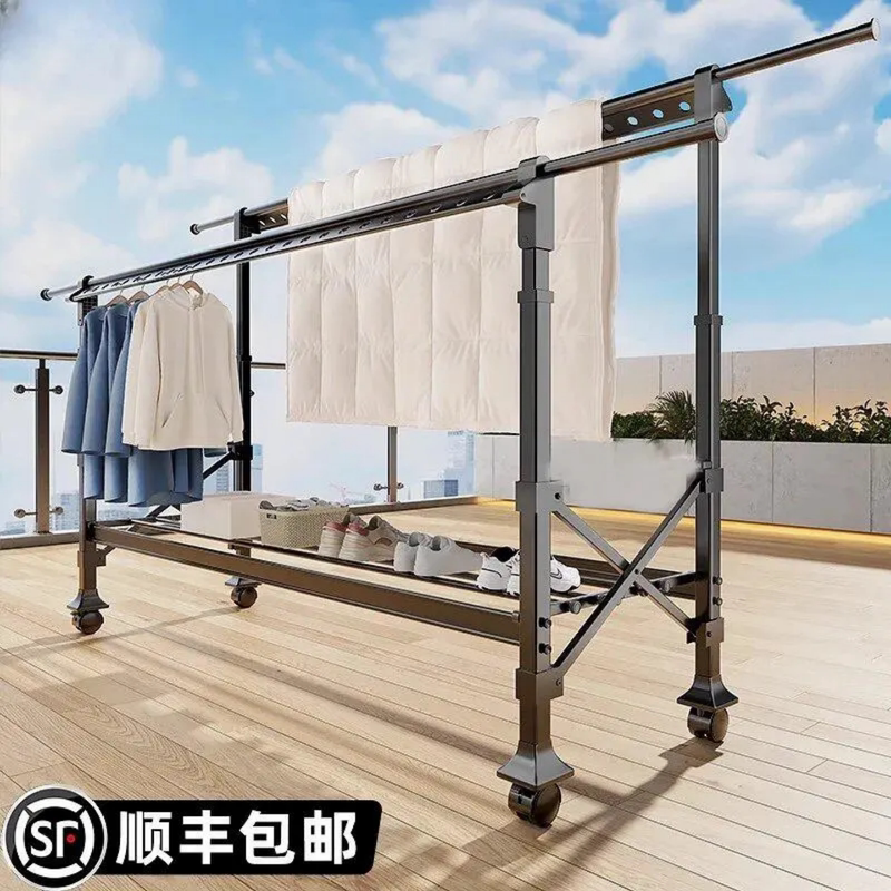  Door-To-Door Delivery, Thickened, Detachable, Foldable, Telescopic Double-Rod Clothes Rack, Children's Furniture, Children's Clothes Rack