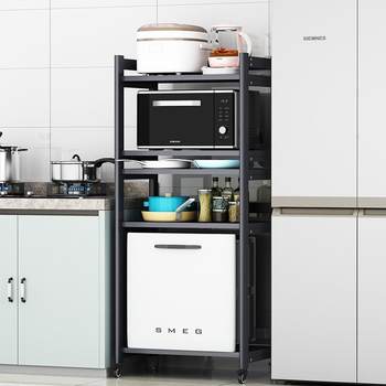 Kitchen storage rack floor-standing multi-layer movable pot rack microwave oven rack storage cabinet multi-function storage
