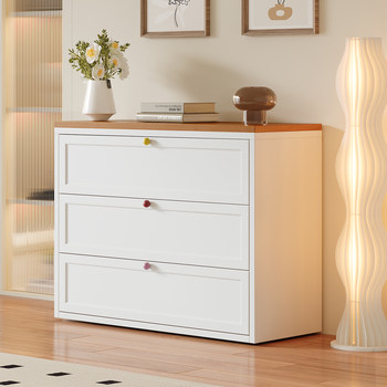 Steel Bedside Table, Chest of Drawers, Home Bedroom Cream-Style Storage Shelf, Multi-Layer Drawer Storage Cabinet, Integrated Bedside Cabinet