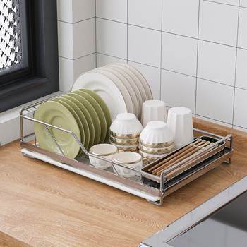 304 stainless steel bowl rack drain rack disinfection cabinet drain basket single-layer kitchen bowl dish storage rack