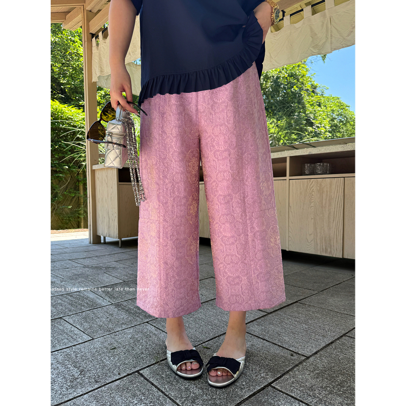 Jojo's Private Clothing | Rayon Jacquard Shimmering Brocade Plus-Size Pants, Slimming Eight-Point Straight-Leg Casual Pants Mk15052 Jojo's Private Clothing | Rayon Jacquard Shimmering Brocade Plus-Size Pants, Slimming Eight-Point Straight-Leg Casual Pants Mk15052