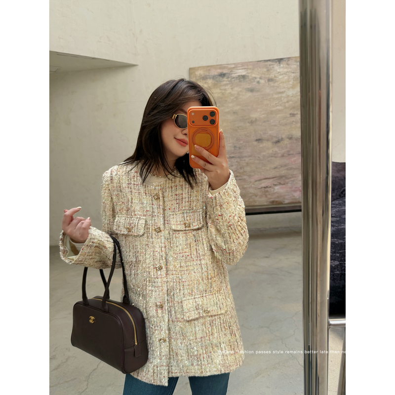 Qiaoqiao's Private Clothing |   Mixed Color Dot Wool Blend + Wool Plus-Size Women's Autumn and Winter Elegant Chanel-Style Coat Mk15515