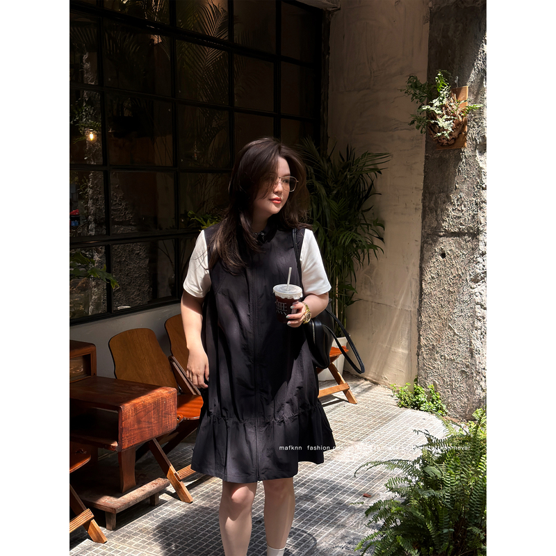 Jojo's Private Clothing |   Double Drawstring at the Neckline and Hem, Plus-Size Dress, Slimming Spring and Summer Floral Tank Dress Mk14454