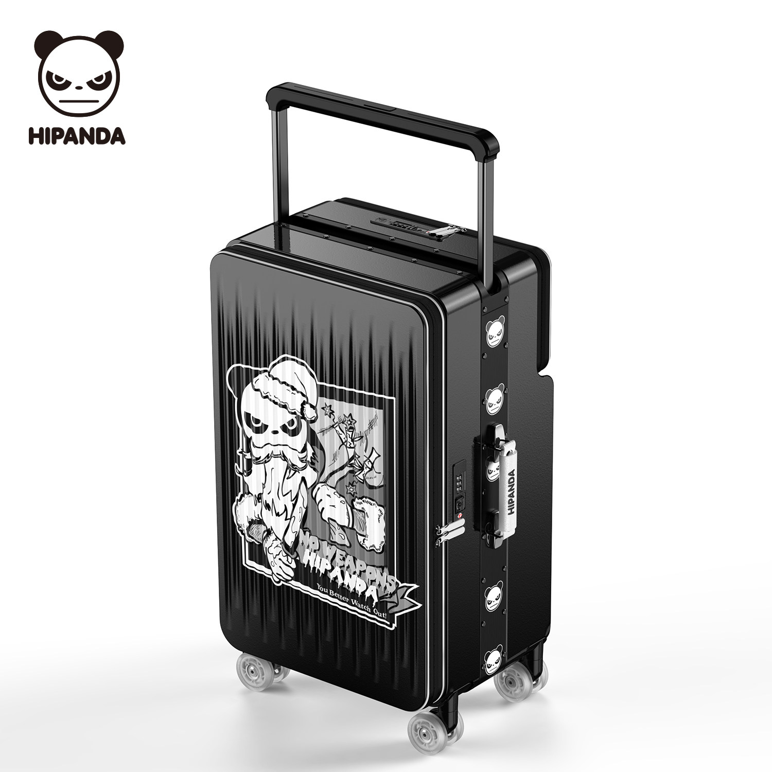 HiPanda front-opening wide trolley luggage, 2026 new color-block travel suitcase with combination lock.