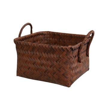 American high-end storage basket dirty clothes basket imitation rattan pu handle laundry bucket snack toys dirty clothes basket internet celebrity style
