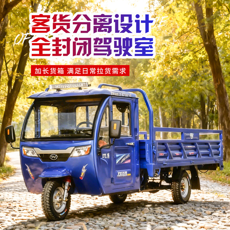 Electric Tricycle for Cargo Transport, Heavy-Duty, Household Use, Passenger-Carrying Electric Vehicle with Fully Enclosed Cabin, Suitable for Market Stalls and Night Markets, with Canopy Electric Tricycle for Cargo Transport, Heavy-Duty, Household Use, Passenger-Carrying Electric Vehicle with Fully Enclosed Cabin, Suitable for Market Stalls and Night Markets, with Canopy
