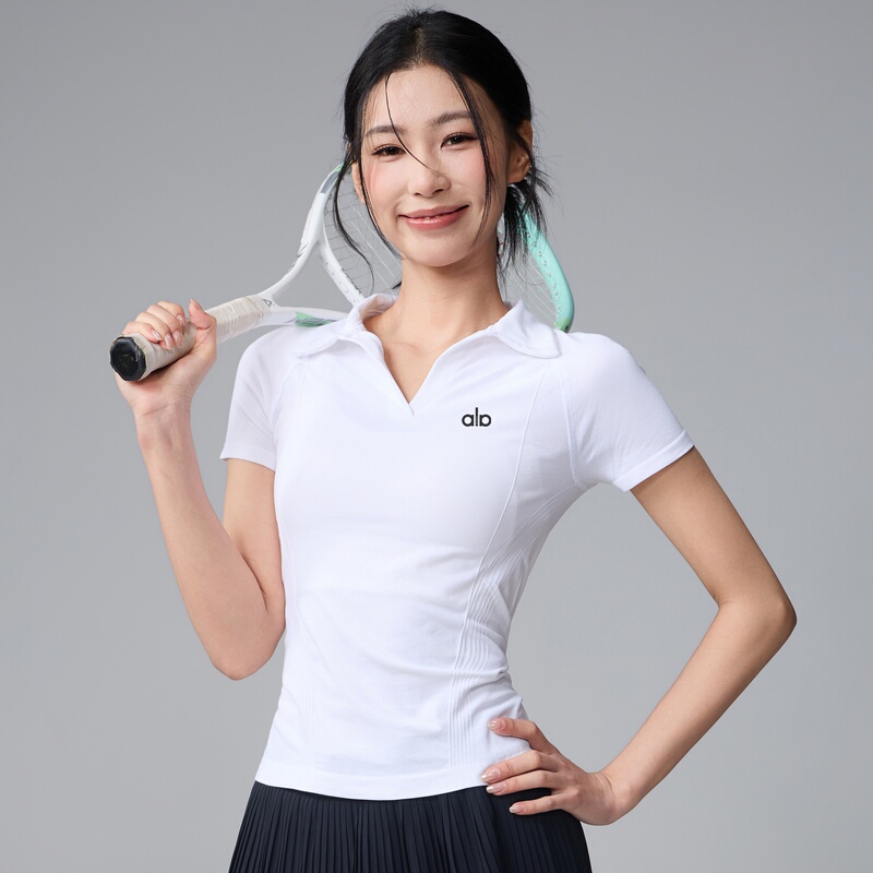 Alo Actve Badminton Fitness Clothing New Yoga Top Polo Sports Short-Sleeved Golf Tennis Suit Alo Actve Badminton Fitness Clothing New Yoga Top Polo Sports Short-Sleeved Golf Tennis Suit