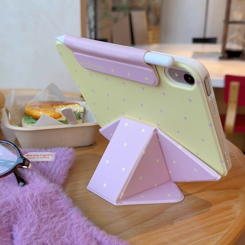 Latoto「Purple Mushroom」Enhanced Version Multi-Foldable Magnetic Detachable iPad Tablet Protective Case Detachable Pen Case Air7/2025 New Model A16/ iPad 11Mini7 Cute