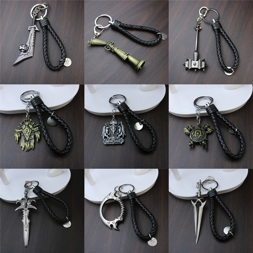 Warcraft key chain tribal key chain alliance hero weapon dwarf school bag pendant hanging jewelry metal male gift