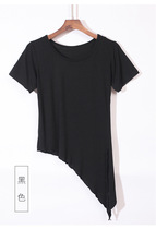 2019 Spring New Latin Dance Top Dancing Irregular Dance Clothes Lace Yoga Short T-shirt