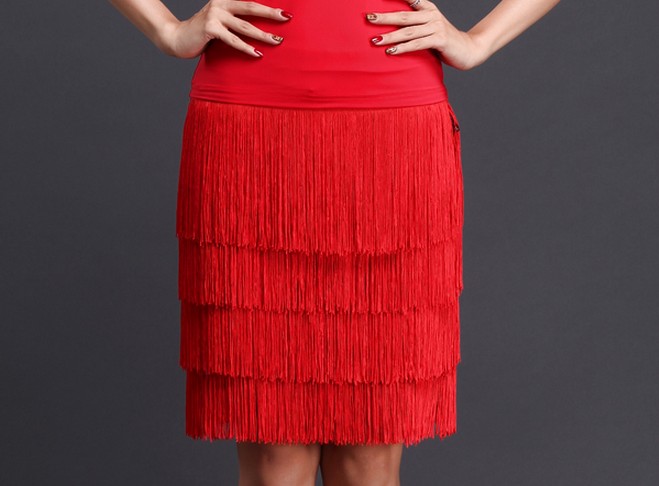 Latin dance skirt new bottoms women's skirt practice skirt mid-length skirt adult tassel skirt Latin dance costume performance