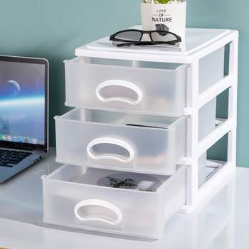 Multi-layer transparent drawer type plastic desktop storage box stackable stationery finishing box underwear cosmetic storage box