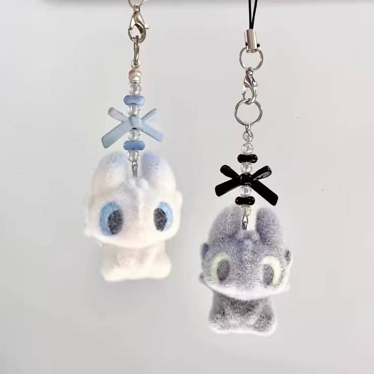 Cute Cartoon Black and White Toothless Character Pendant, Backpack, Phone, Keychain, Internet Celebrity Accessory, Student, Best Friend