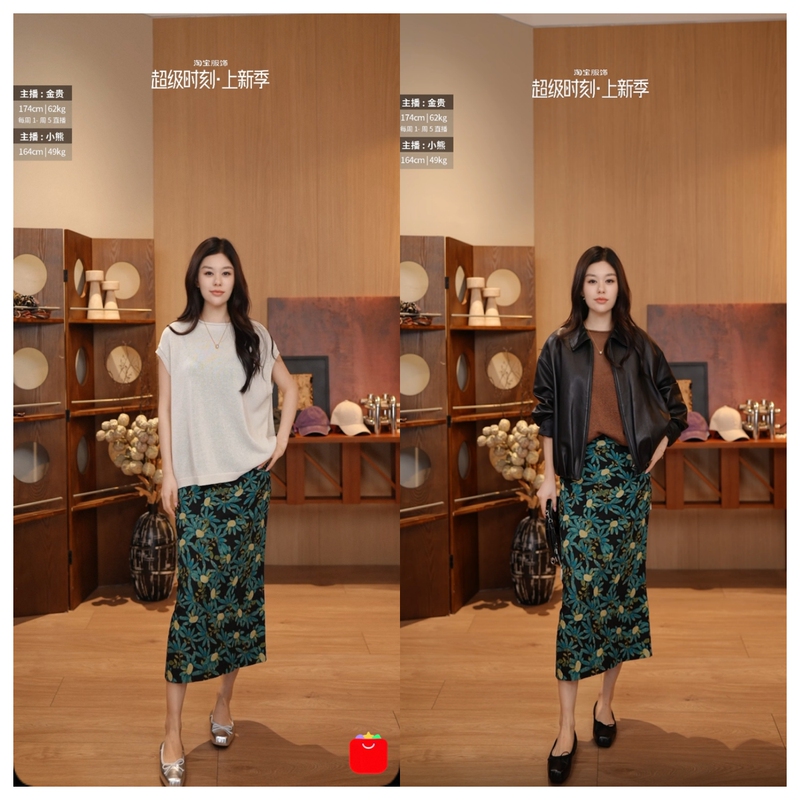 Shijie Sj-Color Ink Painting Garden Half-Length Skirt Hcxg2Qx11503【Try-On S Skirt Length 78】@
