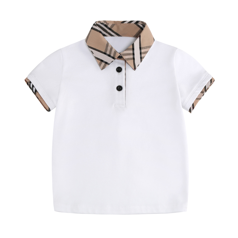 2026 Spring/Summer New Style Lapel Short-Sleeve Plaid Casual Stylish Polo Shirt for Boys Baby Pure Cotton T-Shirt Top Trendy