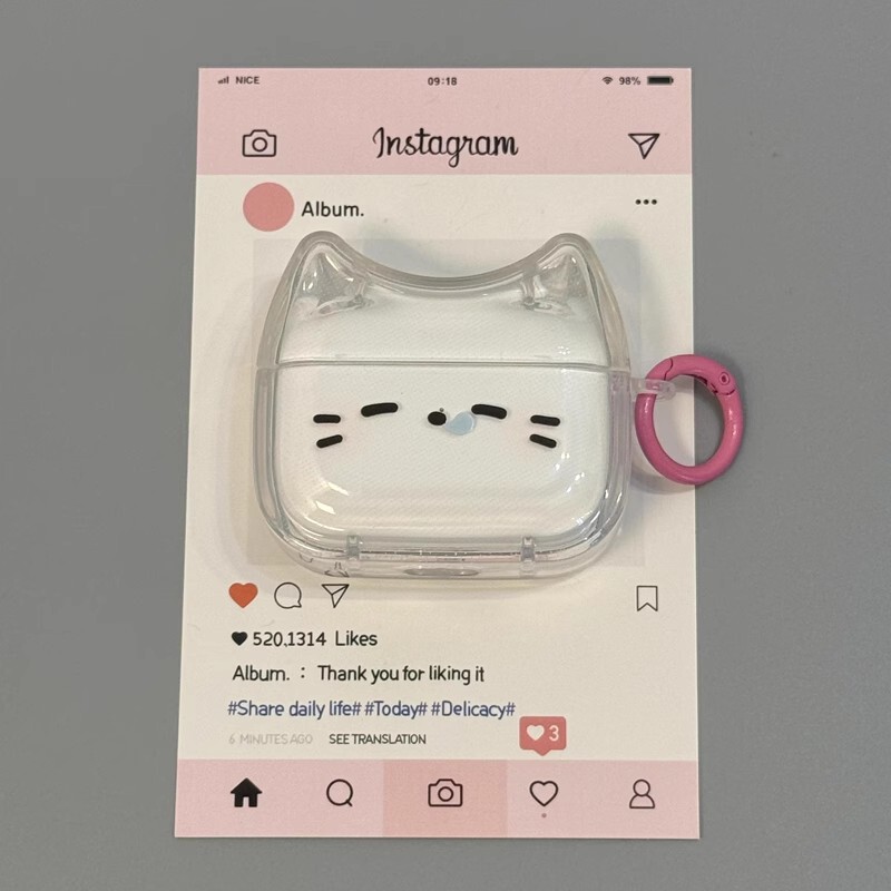 Japanese Eumeya Fun and Cute Sleepy Cat Design Suitable for AirPods Pro 2 Apple Bluetooth Earphone Case AirPods 1/2 Niche AirPods 4 Silicone Anti-Drop 3Rd Generation Protective Case
