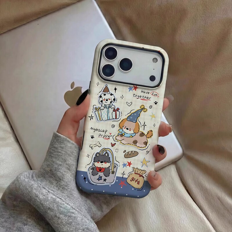 Japanese Eumeya Gift Puppy Phone Case Suitable for iPhone 17 Pro Max/16 Pro, Film Case for 15 Pro Max, Magnetic 13, Niche 15 Hard Case, 11 High-End Feel, 14 Film, 12 Two-In-One