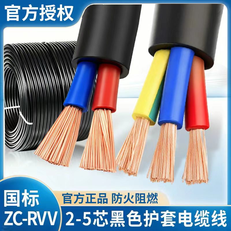 National Standard Flame-Retardant Rvv Flexible Core Wire 2 3 4 5 Core 1.5 2.5 4 6 10 Square Sheathed Power Cord