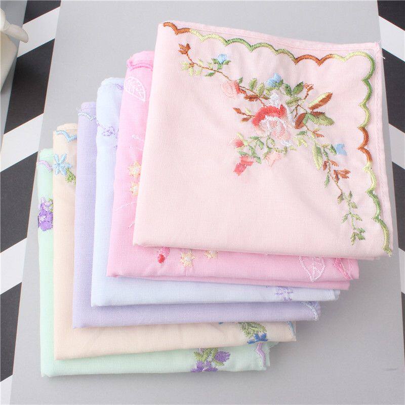 Beautiful Cheongsam Embroidered Pure Cotton Handkerchief, Pure Cotton Embroidery Women's Thin Cloth Soft Handkerchief, Ancient Style Hanfu Accessory Square Scarf
