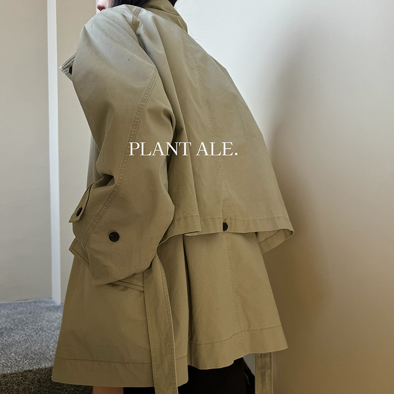 Clearance Sale Plant Ale2026 Spring and Autumn 100% Cotton Lace-Up Mid-Length Loose Trench Coat for Women