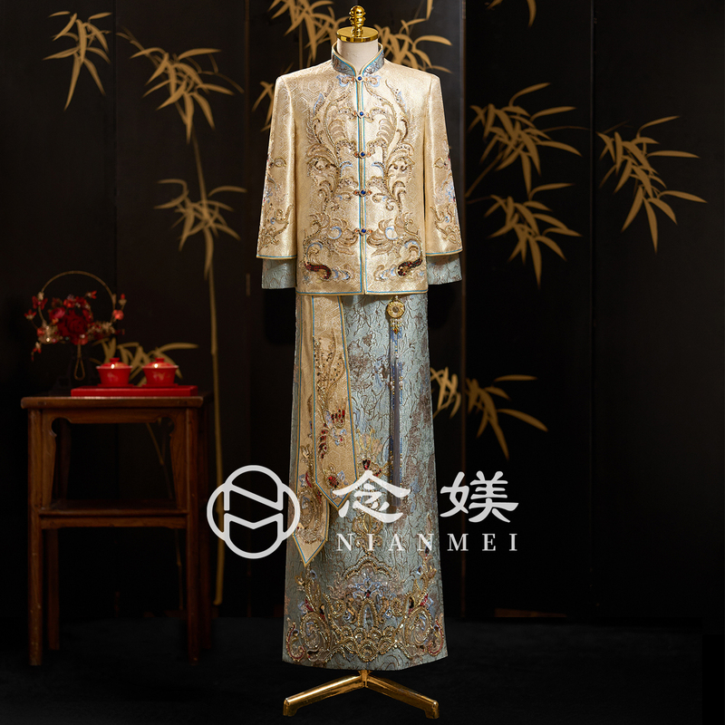 Groom's Xiuhe Suit, Wedding Attire for Men, New Chinese-Style Wedding Attire, 2026 New High-End Light Luxury Wedding Tang Suit Groom's Xiuhe Suit, Wedding Attire for Men, New Chinese-Style Wedding Attire, 2026 New High-End Light Luxury Wedding Tang Suit