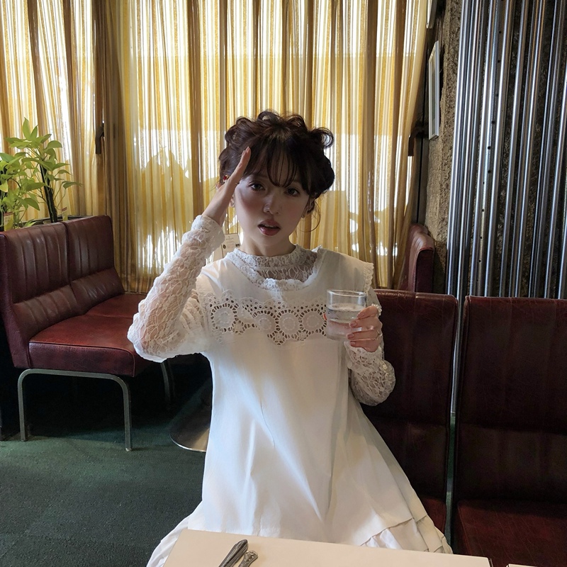Saijiki|French Retro Imported Lace Puff Sleeve Lamb Leg Sleeve Top Saijiki|French Retro Imported Lace Puff Sleeve Lamb Leg Sleeve Top
