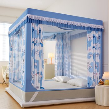 2025 New Model Blackout Curtain, Anti-Fall, Dustproof, Three-Door, Bed-Type Mosquito Net for Home Use, 1.5m /1.8M Bed Canopy Gauze Net