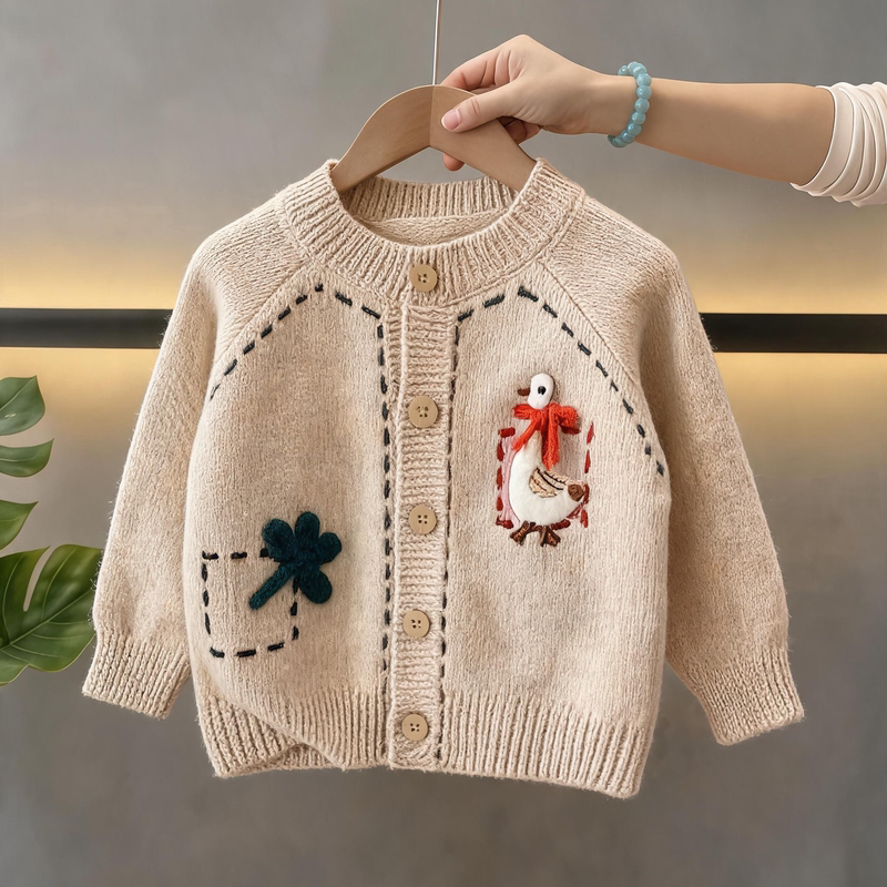 2026 Spring and Autumn New Children's Clothing Boys and Girls Cartoon Stylish Fashionable Sweater Baby Casual Loose Knitted Cardigan 2026 Spring and Autumn New Children's Clothing Boys and Girls Cartoon Stylish Fashionable Sweater Baby Casual Loose Knitted Cardigan