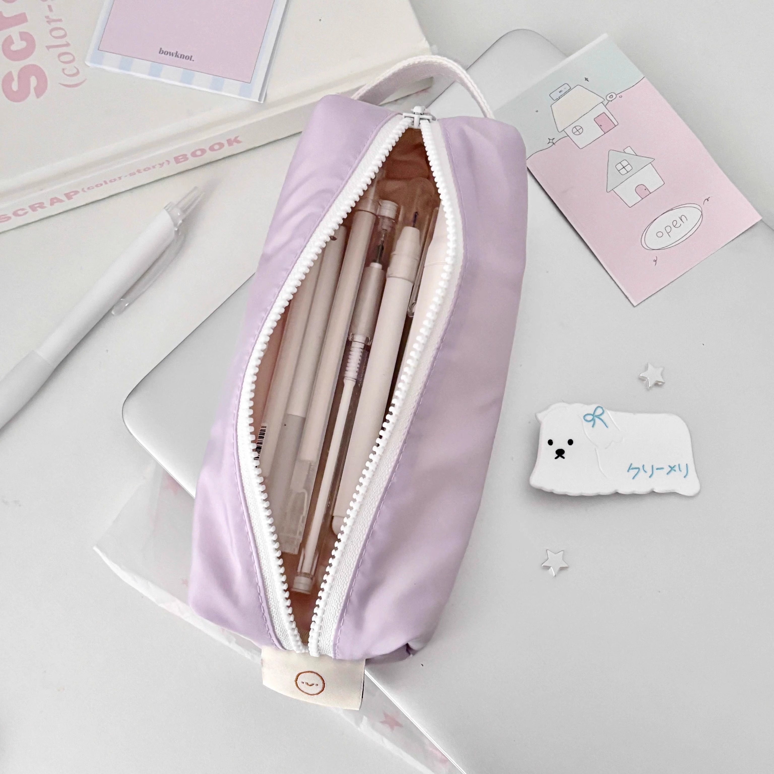 2025 Trending Stationery Box, Cream-Colored Small Square, Soft and Drop-Resistant, Storage Pencil Case, Lightweight and Simple, Japanese-Style Stationery Box