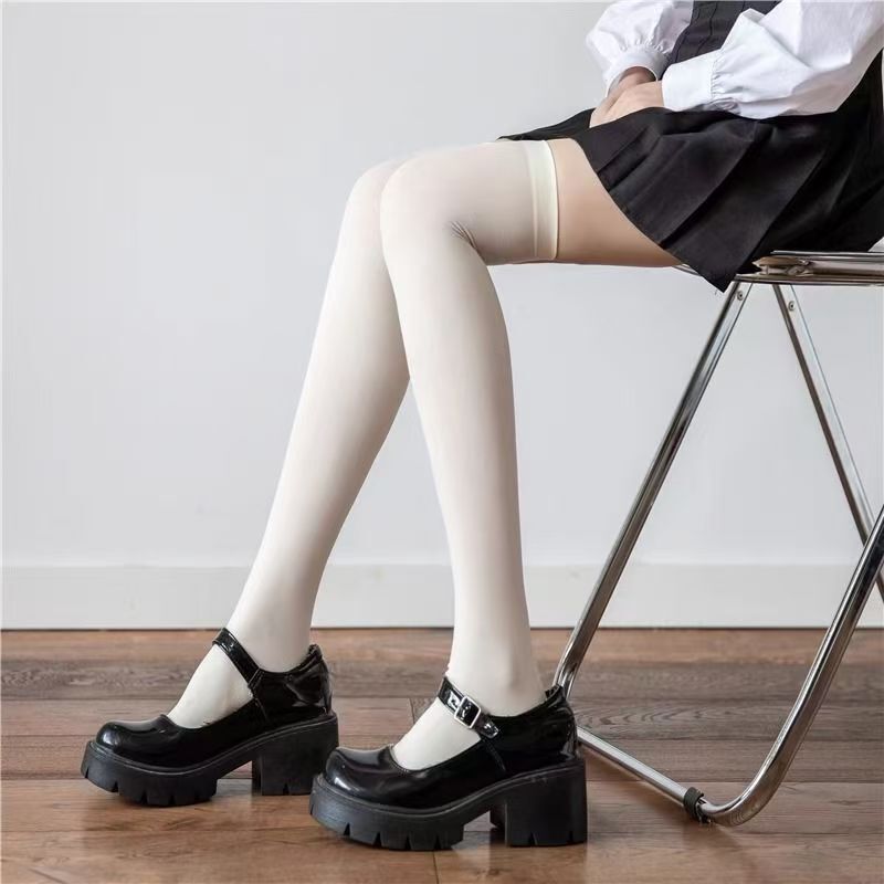 Over-The-Knee Socks, White Summer Disposable Socks, Over-The-Knee Jk Long Socks, Student Milk White No-Wash Daily Disposable Slimming Women's Socks