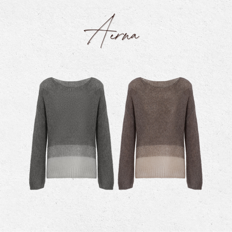 Gradient Knitted Sweater Made of Cashmere and Mulberry Silk Blend Xgkj139