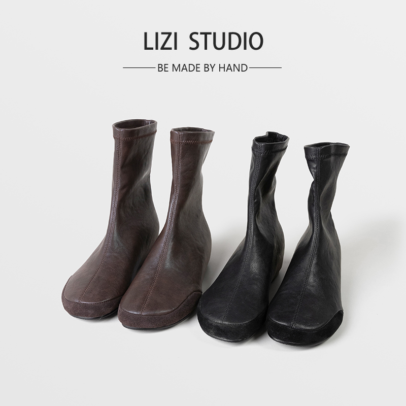【Chestnut】4Cm Short Boots for Women, Round Toe, Mid-Heel, Hidden Heel Lift, Mid-Calf Autumn Boots, Lazy Slip-On Elastic Boots 【Chestnut】4Cm Short Boots for Women, Round Toe, Mid-Heel, Hidden Heel Lift, Mid-Calf Autumn Boots, Lazy Slip-On Elastic Boots