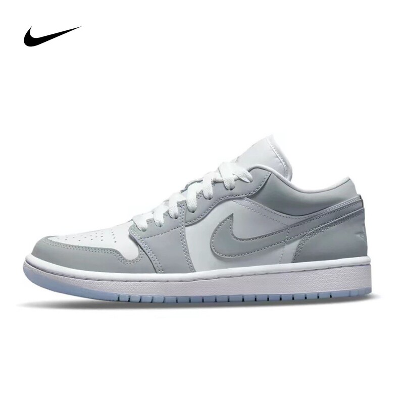 Nike Women's Shoes Air Jordan 1 Low Aj1 Gray and White Men's Shoes Retro Low-Top Sports Casual Sneakers