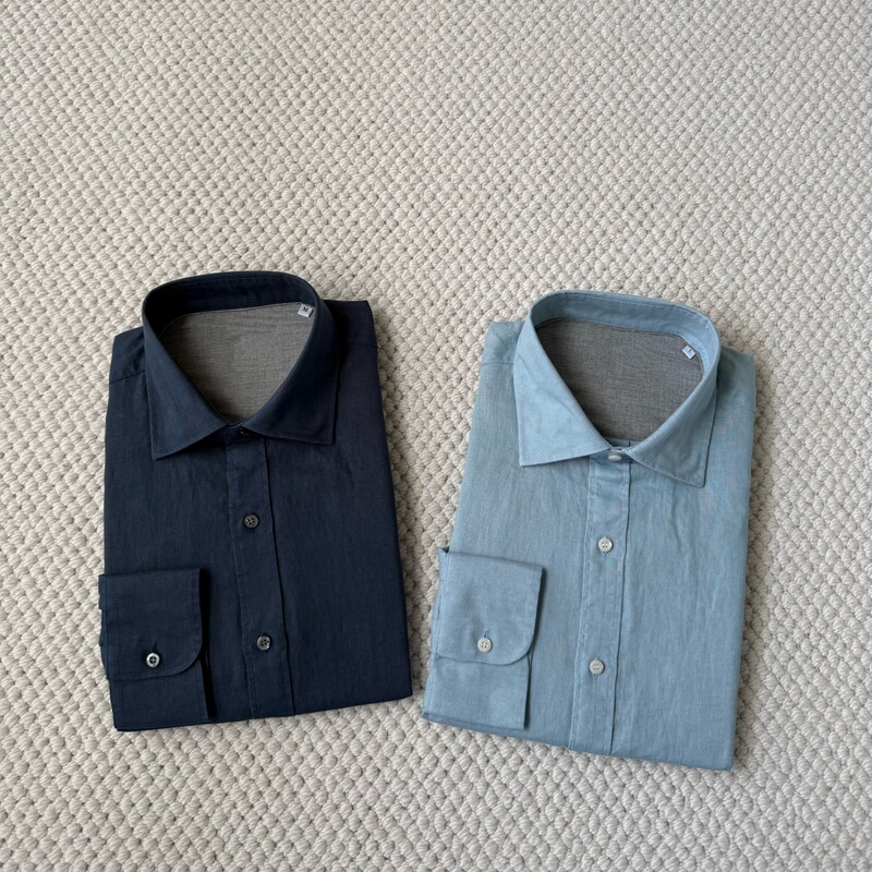 Gentlemanly Old Money Style! B~C Italian High-End Casual Men's Long-Sleeved Linen Shirt with Windsor Collar Gentlemanly Old Money Style! B~C Italian High-End Casual Men's Long-Sleeved Linen Shirt with Windsor Collar